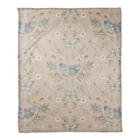 Butterfly Pattern Coral Fleece Blanket